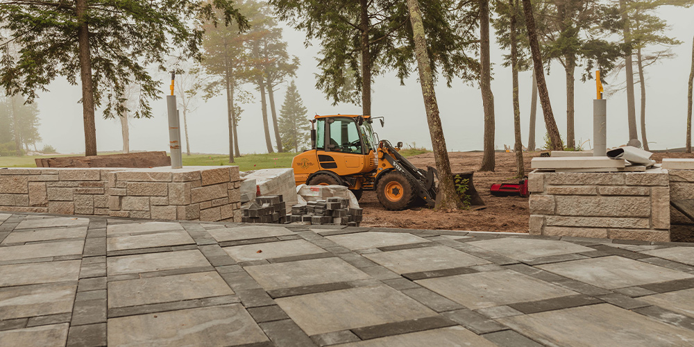 Custom patio at lake home in Northern Michigan 